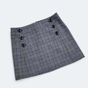 Gap Plaid Button-Detail  Wool Blend Skirt Size 6   Y2K